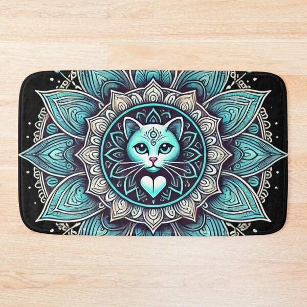 Item preview, Turquoise Cat Mandala Art designed and sold by Desireehaz.