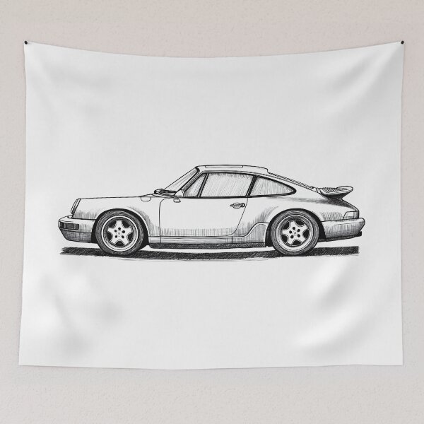 Item preview, Porsche 911 993 Turbo Ink Sketch Illustration designed and sold by blackdogshop.