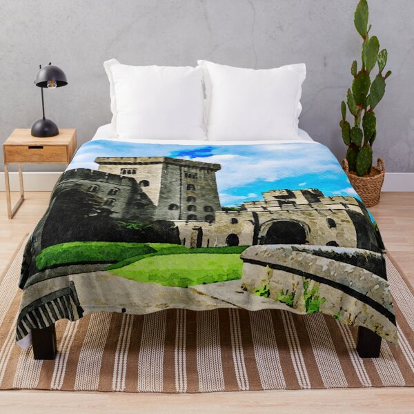 Item preview, Watercolor painting of a historic castle in the Cotswolds, England designed and sold by GestaltImagery.