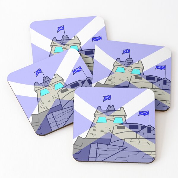 Item preview, Edinburgh Castle with Scottish Flag Overlay – Scottish Pride Cartoon Art designed and sold by RedEyeWolf.