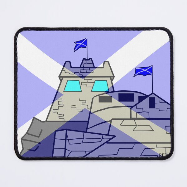 Item preview, Edinburgh Castle with Scottish Flag Overlay – Scottish Pride Cartoon Art designed and sold by RedEyeWolf.