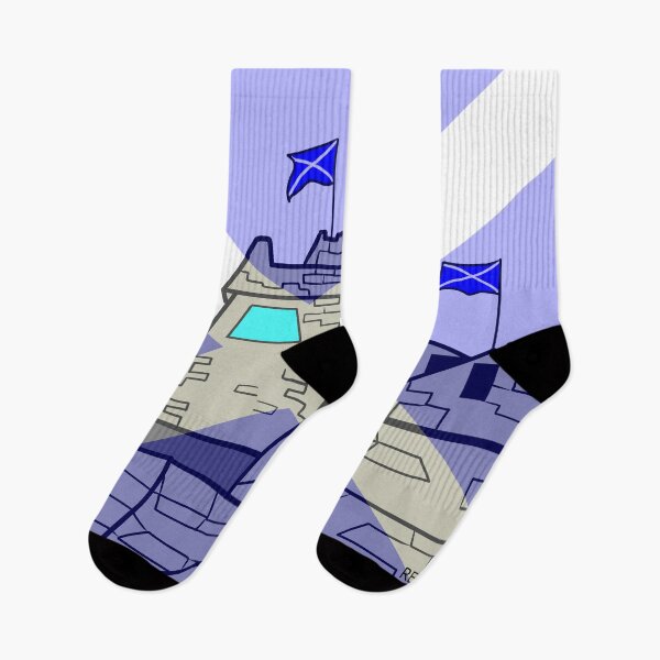 Item preview, Edinburgh Castle with Scottish Flag Overlay – Scottish Pride Cartoon Art designed and sold by RedEyeWolf.