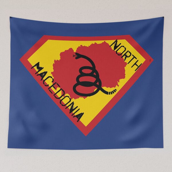 Item preview, NORTH MACEDONIA SHIELD - Freedom Is The Superpower - Modern Gadsden Snake Flag - Dont Tread On Me SUPERHERO spellout design designed and sold by pelagio.