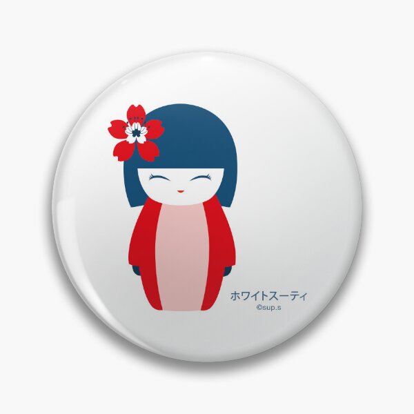 Item preview, KOKESHI SAKURA BLUE RED designed and sold by VEGANKAISU.