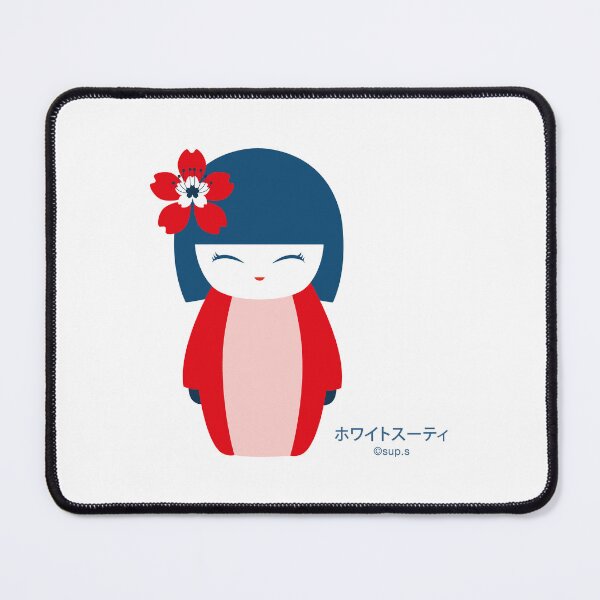 Item preview, KOKESHI SAKURA BLUE RED designed and sold by VEGANKAISU.
