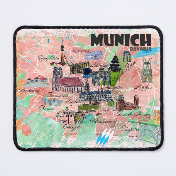 Item preview, Munich Bavaria Illustrated Travel Map with Main Roads, Landmarks and Highlights designed and sold by artshop77.