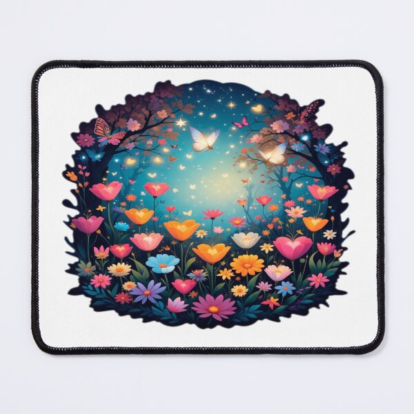 Item preview, Enchanting Love Garden with Glowing Flowers, Butterflies, and Celestial Night Magic designed and sold by KreaDesignOne.