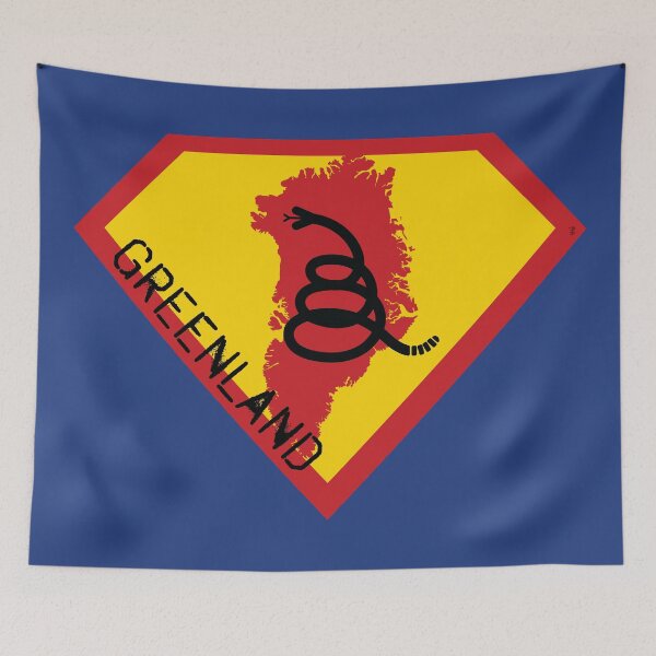 Item preview, GREENLAND SHIELD - Freedom Is The Superpower - Modern Gadsden Snake Flag - Dont Tread On Me SUPERHERO spellout design designed and sold by pelagio.