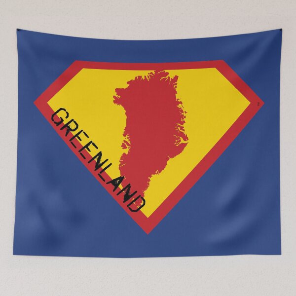 Item preview, SUPER GREENLAND SHIELD - Freedom Is The Superpower - SUPERHERO spellout design designed and sold by pelagio.