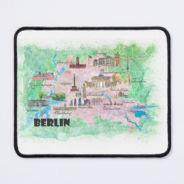 Item preview, Berlin Germany Illustrated Map with Main Roads Landmarks and Highlights designed and sold by artshop77.