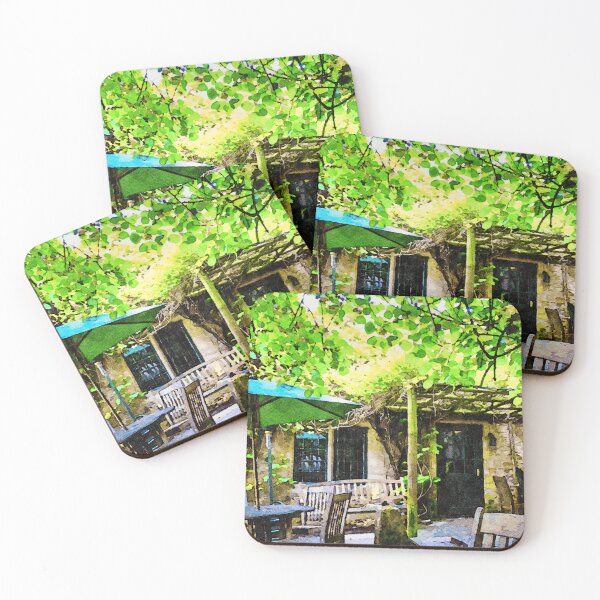 Item preview, Charming garden patio in picturesque Cotswolds watercolor paintiing designed and sold by GestaltImagery.