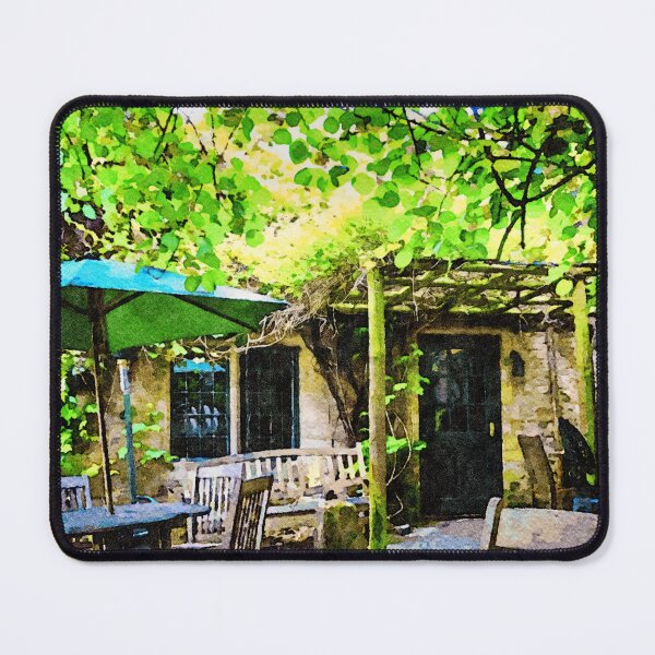 Item preview, Charming garden patio in picturesque Cotswolds watercolor paintiing designed and sold by GestaltImagery.