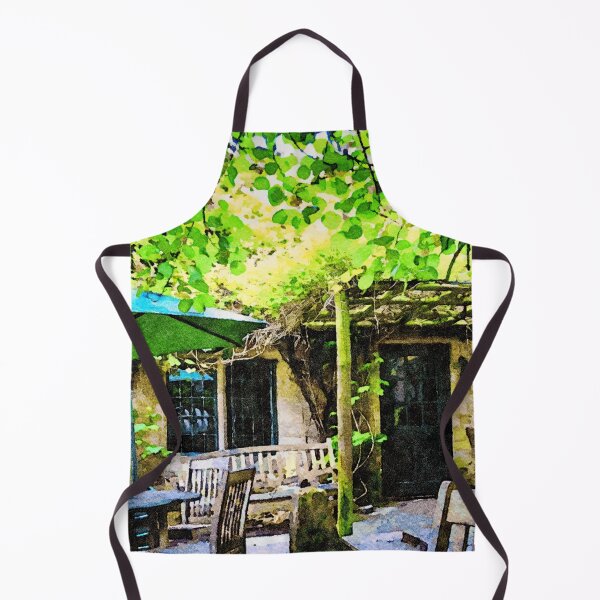 Item preview, Charming garden patio in picturesque Cotswolds watercolor paintiing designed and sold by GestaltImagery.