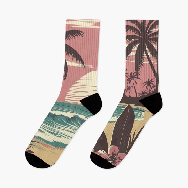 Item preview, Retro Tropical Sunset Beach - Vintage Hawaiian Surf Paradise designed and sold by TopUpDesign.