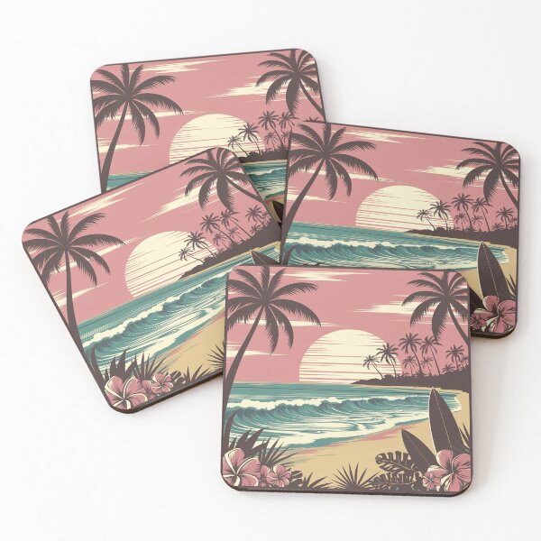 Item preview, Retro Tropical Sunset Beach - Vintage Hawaiian Surf Paradise designed and sold by TopUpDesign.
