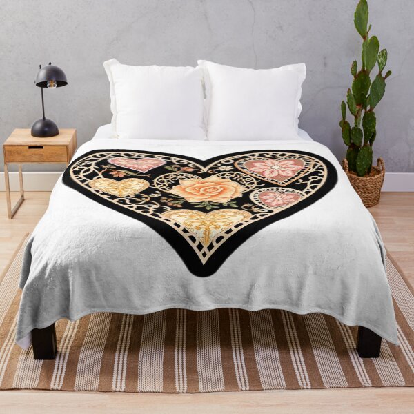 Item preview, Elegant Vintage Hearts with Ornate Floral Patterns, Lace Accents, and a Central Peach Rosev designed and sold by KreaDesignOne.