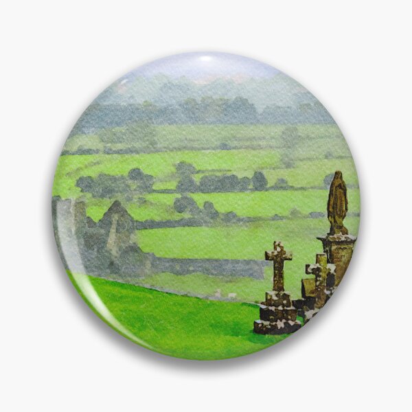 Item preview, Watercolor depiction of Rock of Cashel cemetery in Ireland's lush landscape designed and sold by GestaltImagery.