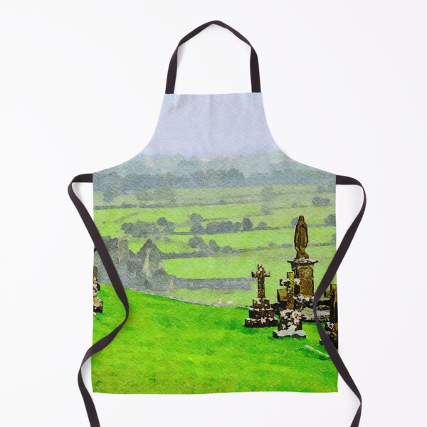 Item preview, Watercolor depiction of Rock of Cashel cemetery in Ireland's lush landscape designed and sold by GestaltImagery.