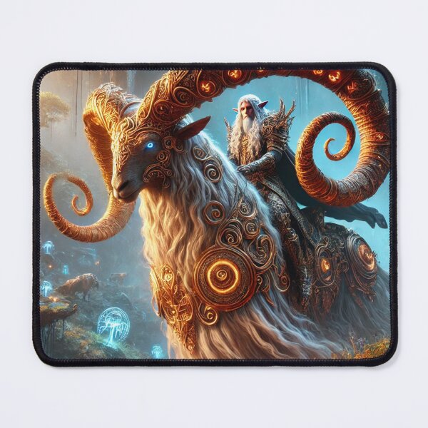 Item preview, Ancient Elvish Warlock Riding Mystical Giant Ram 2 designed and sold by Fantasy Horseys.
