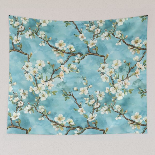 Aperçu de l'œuvre Motif aquarelle sans couture de fleurs d'amandier créée et vendue par PapuruDesigns.
