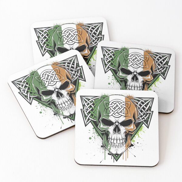 Item preview, Irish Celtic Knot Skull Flag of Ireland designed and sold by CELTIC-DESIGNS.
