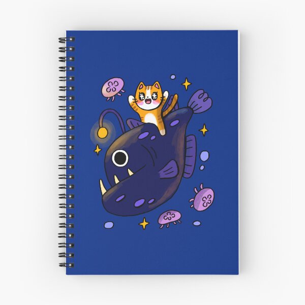 Item preview, Orange cat riding scary Angler fish designed and sold by Jelly Olive.