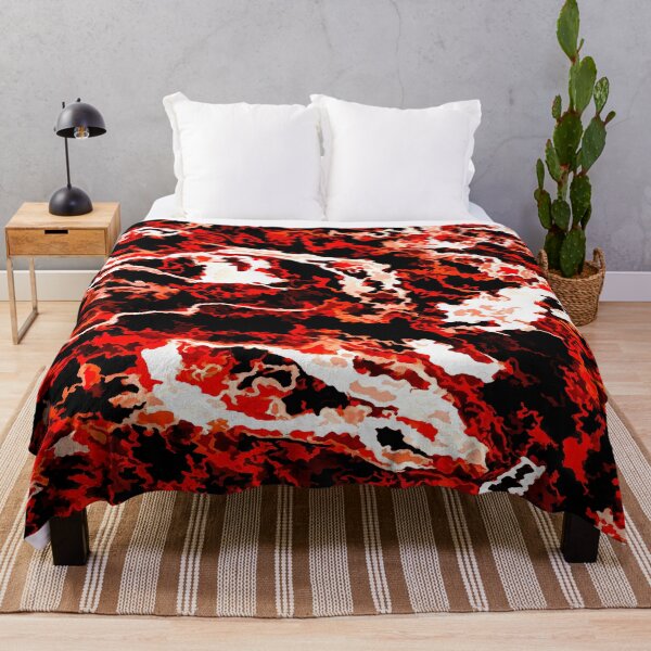 Item preview, Abstract red-white pattern on a black background. designed and sold by fishwithout.