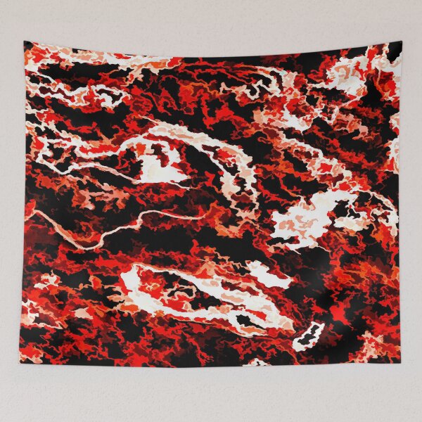 Item preview, Abstract red-white pattern on a black background. designed and sold by fishwithout.