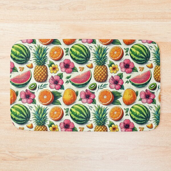 Item preview, Summer Fruits and Hibiscus Crayon Pattern designed and sold by Glam-OOTD.