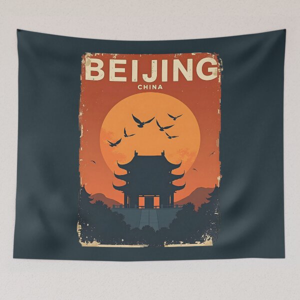 Item preview, A Vintage Travel Illustration of Beijing - China designed and sold by GoodOldVintage.