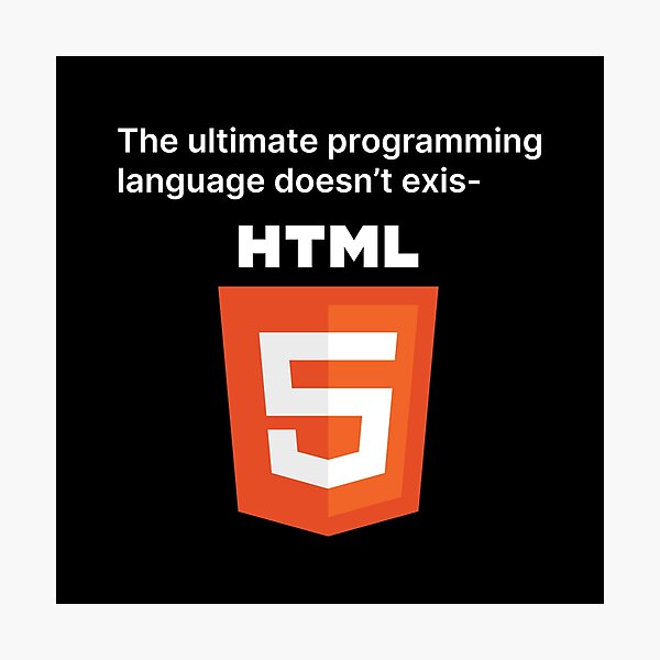 Artikel-Vorschau von HTML, die ultimative Programmiersprache (weißer Text), designt und verkauft von TeePlusPlus.