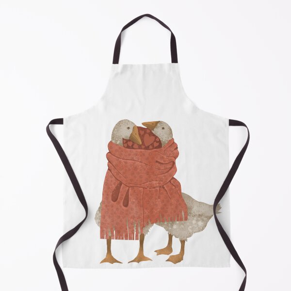 Item preview, Two geese wrapped in a red scarf. Warm hugs, family designed and sold by Grin Katalina Floral Patterns & Cozy Art.