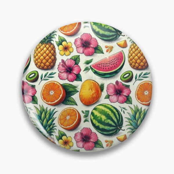 Item preview, Summer Fruits and Hibiscus Crayon Pattern designed and sold by Glam-OOTD.