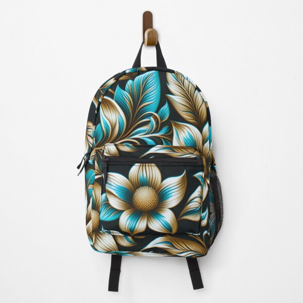 Item preview, Seamless Repeat of Vintage Floral Motifs with Teal Outlines designed and sold by Juliette Ozkalfayan.