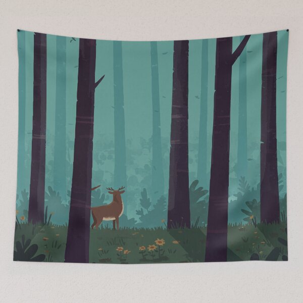 Item preview, deer in the forest at night designed and sold by wi geon.