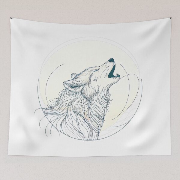 Item preview, Wolf Minimalist Line Art Drawing designed and sold by Retr0Tshirts.