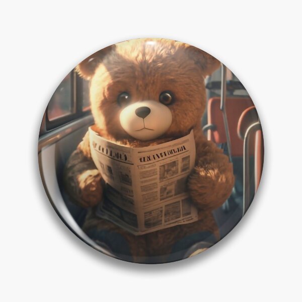 Item preview, Teddy bear reading a newspaper on the bus designed and sold by M-Y-A-R-T-.