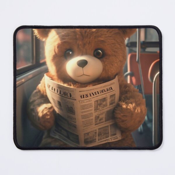 Item preview, Teddy bear reading a newspaper on the bus designed and sold by M-Y-A-R-T-.
