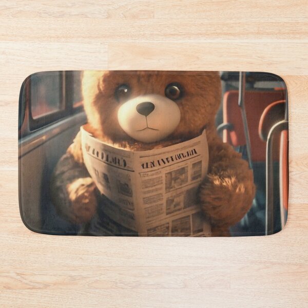 Item preview, Teddy bear reading a newspaper on the bus designed and sold by M-Y-A-R-T-.
