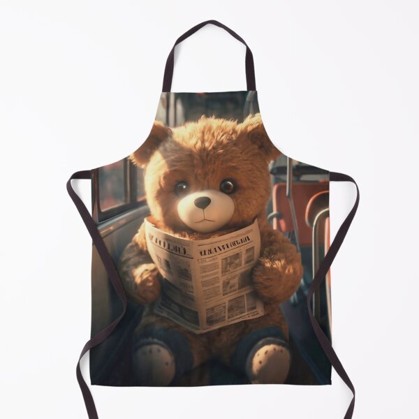 Item preview, Teddy bear reading a newspaper on the bus designed and sold by M-Y-A-R-T-.