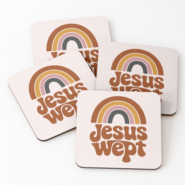 Item preview, Jesus Wept Boho Rainbow Bible Verse Christian Typography designed and sold by  KnitLuv.