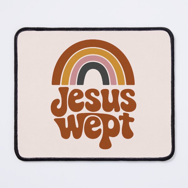 Item preview, Jesus Wept Boho Rainbow Bible Verse Christian Typography designed and sold by KnitLuv.