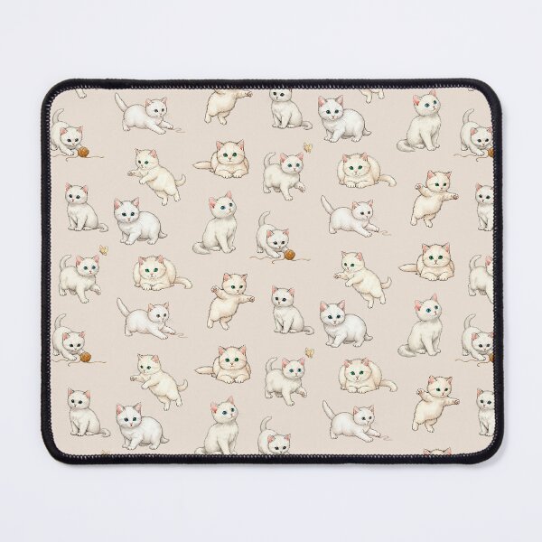 Item preview, Playful White Kittens Pattern designed and sold by jelypop.
