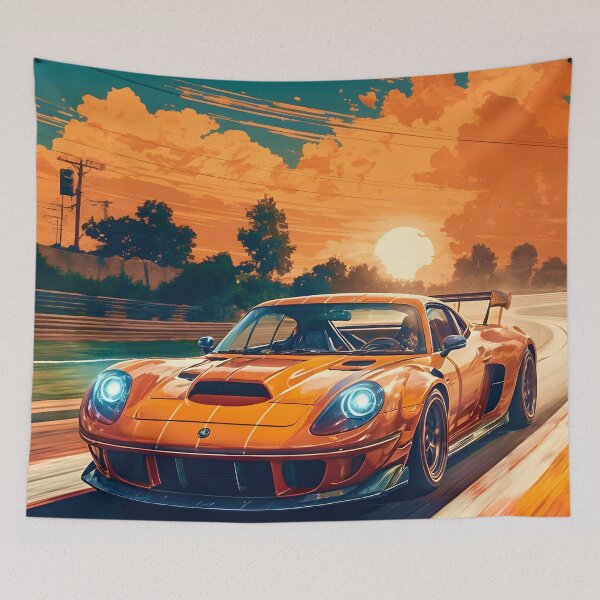 Item preview, Orange Sports Car on Track designed and sold by Ink Art Design.