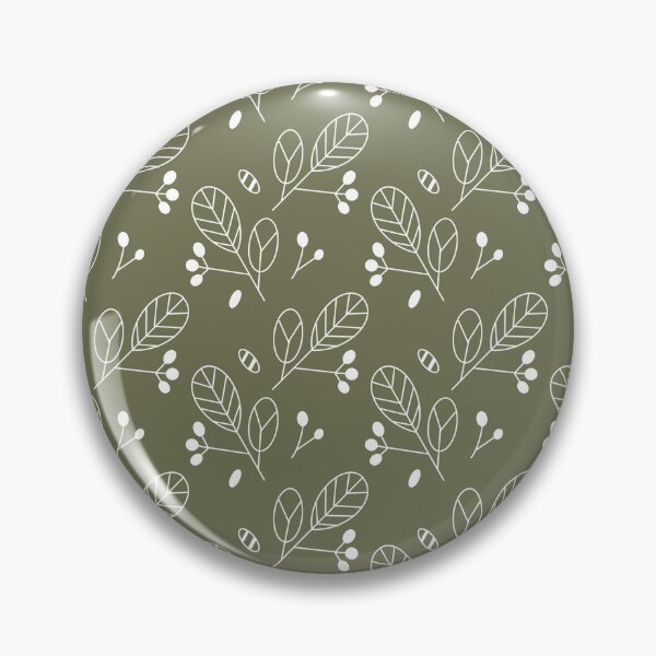 Item preview, Simple floral doodle pattern on a olive background designed and sold by pfc-art.