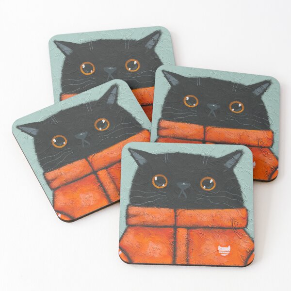 Item preview, Black Cat Orange Puffer designed and sold by KilkennyCat Art.