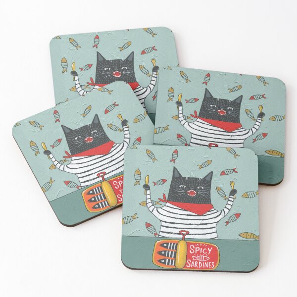 Item preview, Cat and Spicy Sardines designed and sold by KilkennyCat Art.
