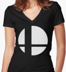 Super Smash Bros Logo Women's Fitted V-Neck T-Shirt