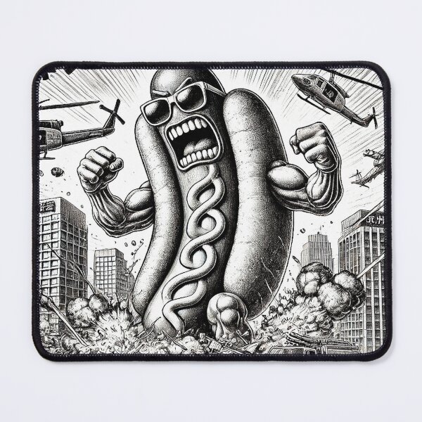 Item preview, Kaiju Hotdog Rampage | Retro Monster Art & Comic-Inspired Print designed and sold by anymoor.