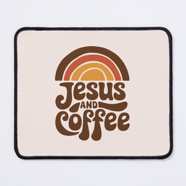 Item preview, Jesus and Coffee Boho Rainbow Christian Bible Verse Typography designed and sold by KnitLuv.